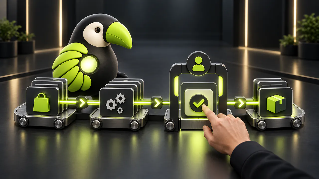 Kontrollierter Workflow mit menschlicher Freigabe